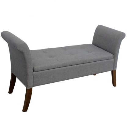 Athena Ottoman Storage Seat - Grey Linen - Image 2