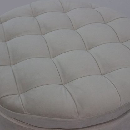 Grace Rounded Velvet Ottoman Storage Stool - Cream - Image 3