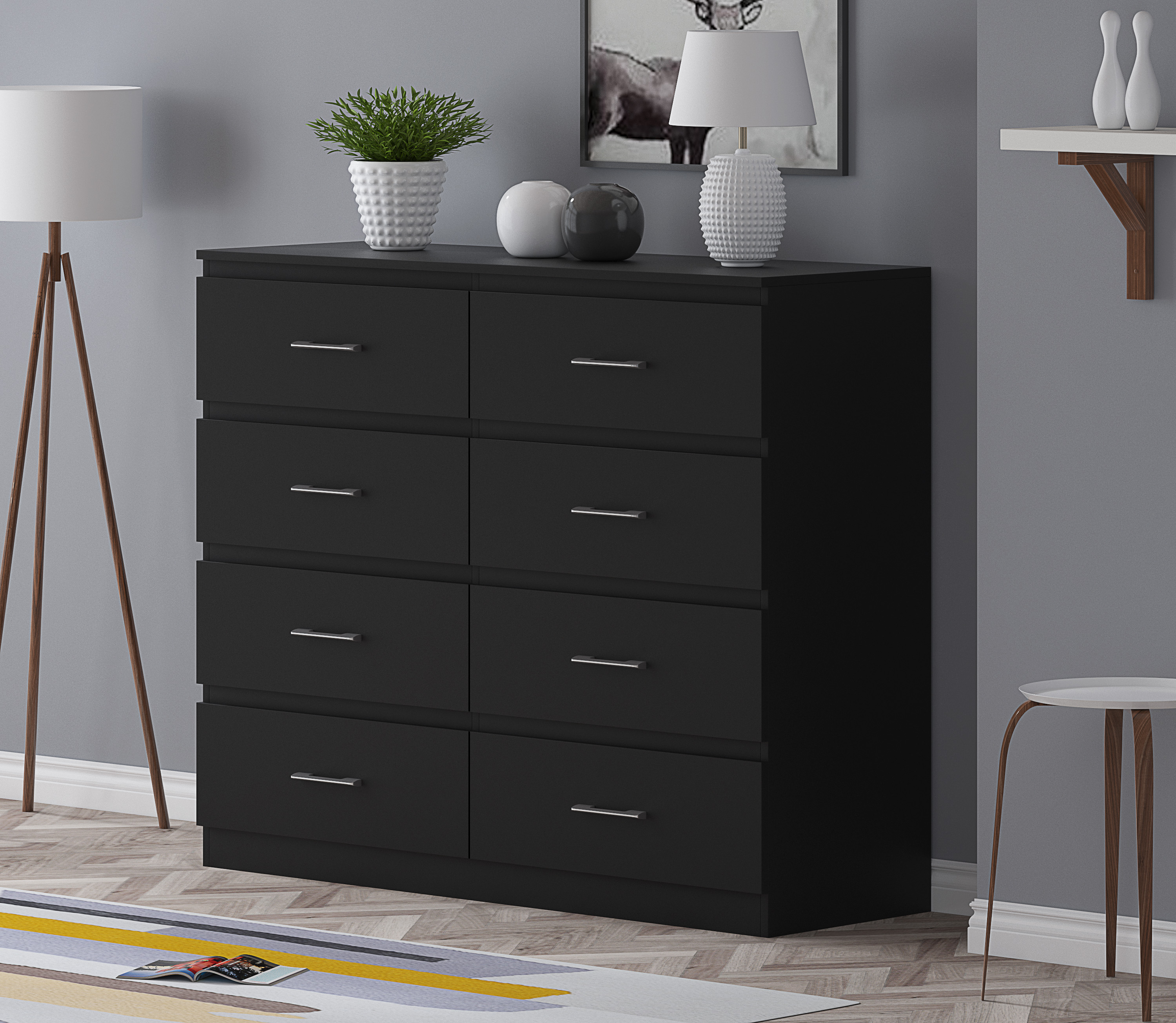 black upright dresser