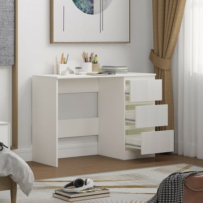 Stora Modern Dressing Table - White Gloss Drawer Fronts - Image 2