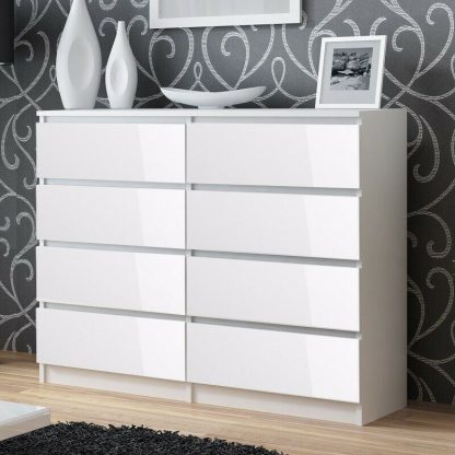 Stora Modern 8 Drawer Chest - White Gloss