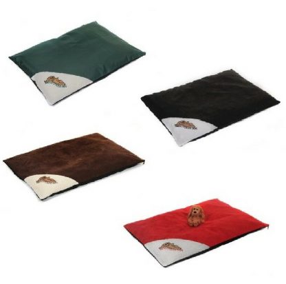 Winterberry Dog Bed Lounge in Red Suedette Faux Sherpa Wool - Image 2