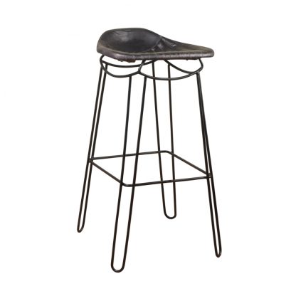 Black Artisan Genuine Leather Bar Stool - Image 3