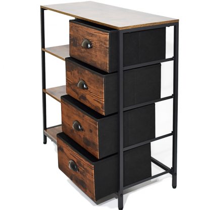 Maya Rustic 4 Drawers 3 Shelf Storage Cabinet - Image 3