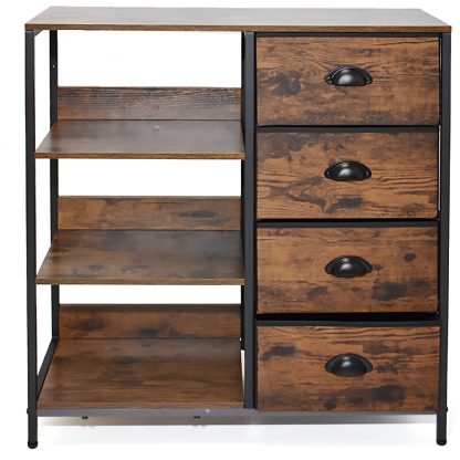 Maya Rustic 4 Drawers 3 Shelf Storage Cabinet - Image 2