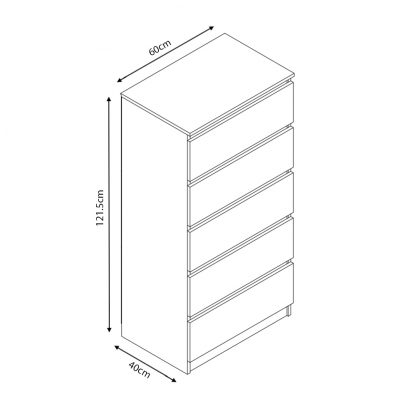 Stora Modern & Tall 5 Drawer Chest of Drawers - Rustic Oak - Image 5
