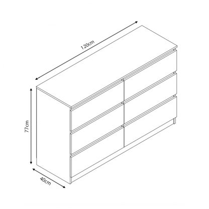 Carlton Modern 6 Drawer Chest - White Gloss Drawer Fronts - Image 3