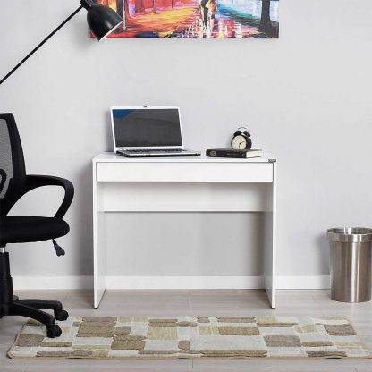 Adore 1 Full-Width Drawer Study Desk - Matt White - Image 5