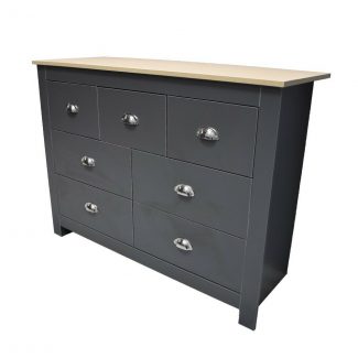 Westbury Traditional 7 Drawer Merchant Chest - Dark Grey & Light Oak