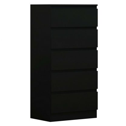 Carlton Modern Tall 5 Drawer Chest of Drawers Matt Black - Image 2