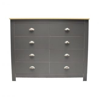 Westbury Traditional 8 Drawer Chest - Dark Grey & Light Oak