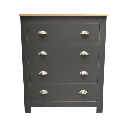 Westbury Traditional 4 Drawer Chest of Drawers - Dark Grey & Light Oak