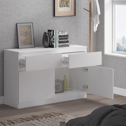 Stora Modern 2 Door 2 Drawer Sideboard - Matt White - Image 5