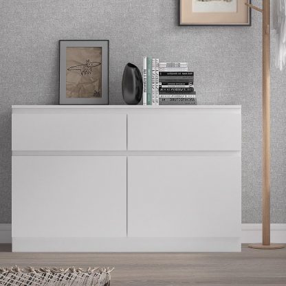 Stora Modern 2 Door 2 Drawer Sideboard - Matt White