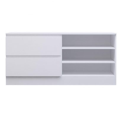 Stora Modern TV Unit With Storage Cabinet Matt White - Image 2