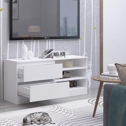 Stora Modern TV Unit With Storage Cabinet Matt White - Image 4