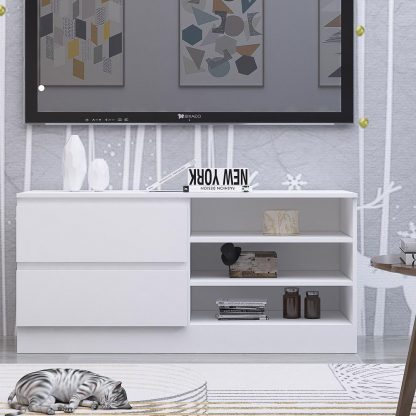 Stora Modern TV Unit With Storage Cabinet Matt White