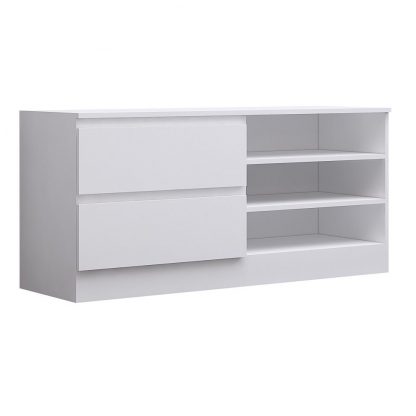 Stora Modern TV Unit With Storage Cabinet Matt White - Image 6