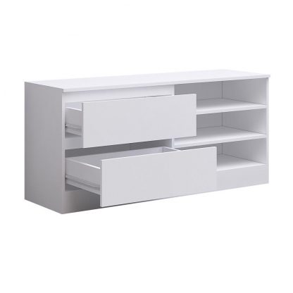 Stora Modern TV Unit With Storage Cabinet Matt White - Image 7
