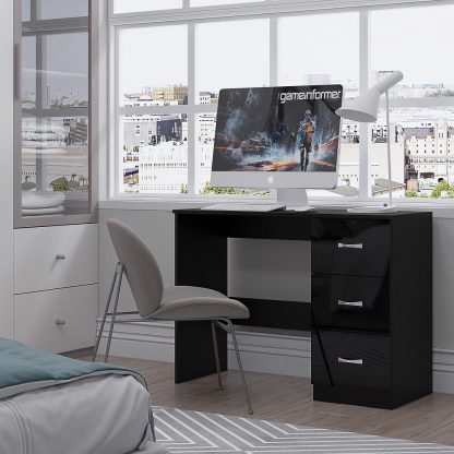 Chilton Modern 3 Drawer Dressing Table - Black - Image 5