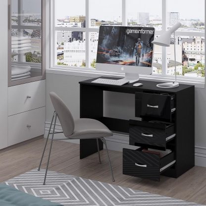 Chilton Modern 3 Drawer Dressing Table - Black - Image 6