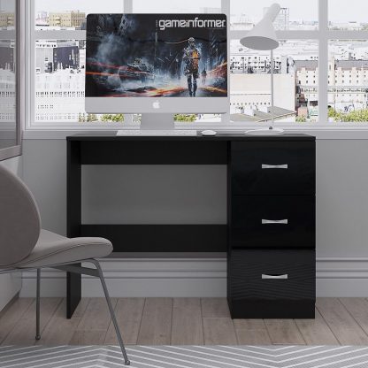 Chilton Modern 3 Drawer Dressing Table - Black