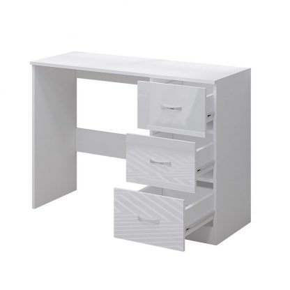 Chilton Modern White 3 Drawer Dressing Table / Study Desk - Image 3