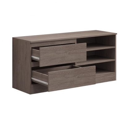 Stora Modern 2 Drawer Open Shelving TV Unit - Rustic Oak - Image 3
