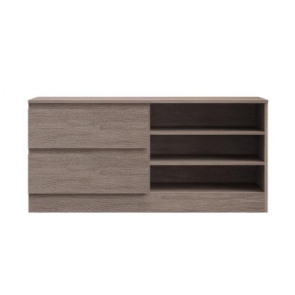 Stora Modern 2 Drawer Open Shelving TV Unit - Rustic Oak - Image 4
