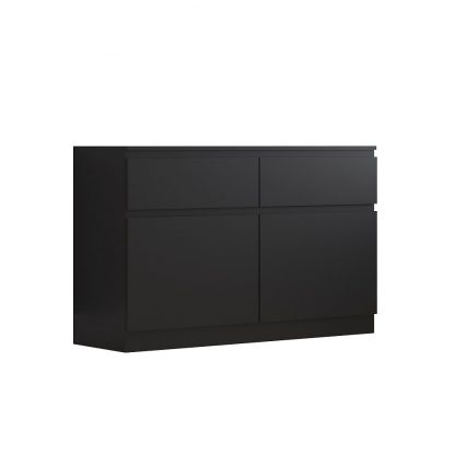 Stora Modern 2 Door 2 Drawer Sideboard - Matt Black