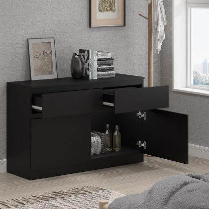 Stora Modern 2 Door 2 Drawer Sideboard - Matt Black - Image 6