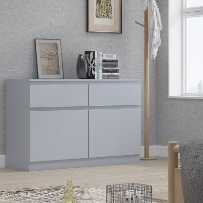 Stora Modern 2 Door 2 Drawer Sideboard - Matt Grey - Image 4