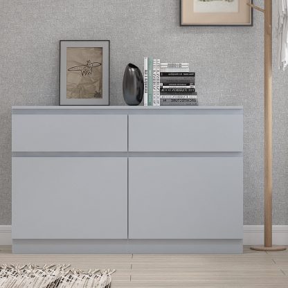 Stora Modern 2 Door 2 Drawer Sideboard - Matt Grey - Image 5