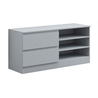 Stora Modern 2 Drawer Open Shelving TV Unit - Matt Grey