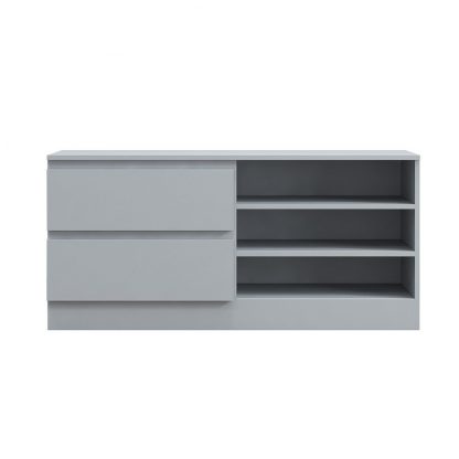 Stora Modern 2 Drawer Open Shelving TV Unit - Matt Grey - Image 2