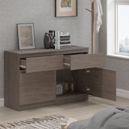 Stora Modern 2 Door 2 Drawer Sideboard - Rustic Oak - Image 6