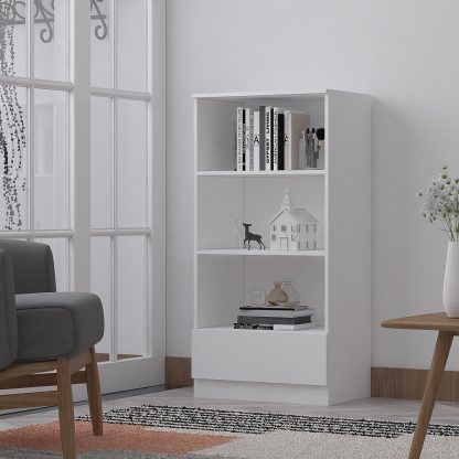 Stora Matt White Bookcase 3 Open Bookshelf 120cm tall - Image 7
