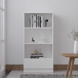 Stora Matt White Bookcase 3 Open Bookshelf 120cm tall