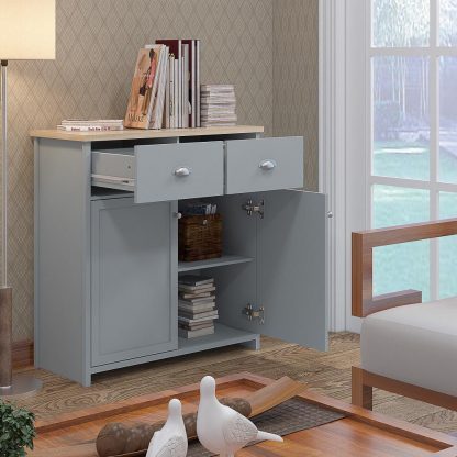 Westbury Sideboard Cabinet 2 Doors 2 Drawers Matt Grey Finish - Image 8
