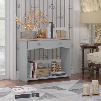 Westbury Matt Grey 2 Drawer Hallway Console Table - Image 6