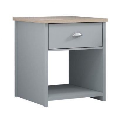 Westbury Matt Grey Bedside Lamp Table With One Drawer - Image 2