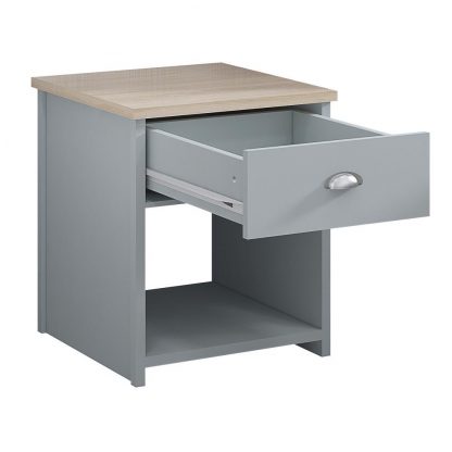 Westbury Matt Grey Bedside Lamp Table With One Drawer - Image 3