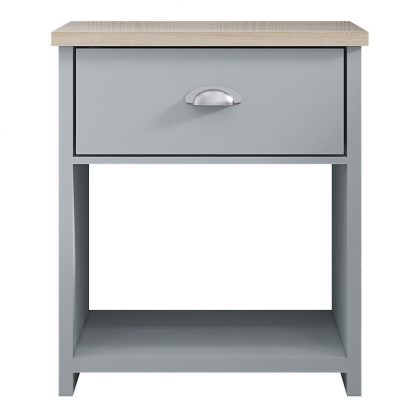 Westbury Matt Grey Bedside Lamp Table With One Drawer - Image 4
