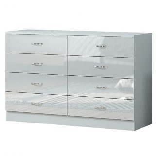Chilton Modern 8 Drawer Chest of Drawers - Grey Gloss