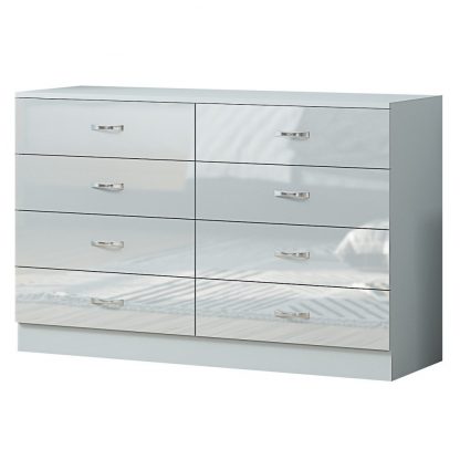 Chilton Modern 8 Drawer Chest of Drawers - Grey Gloss