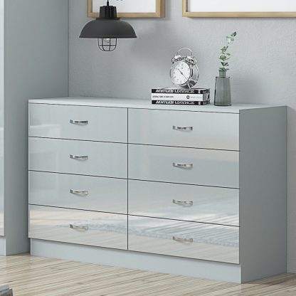 Chilton Modern 8 Drawer Chest of Drawers - Grey Gloss - Image 2