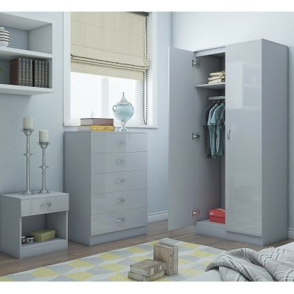 Chilton Modern 8 Drawer Chest of Drawers - Grey Gloss - Image 3