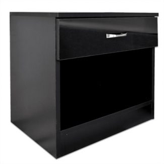 Chilton Black High Gloss 1 Drawer Bedside Cabinet Table