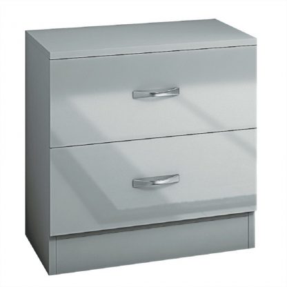 Chilton 2 Drawer Bedside Cabinet - Grey Gloss