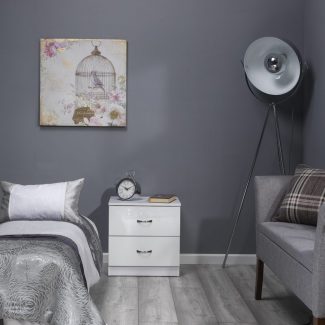 Chilton 2 Drawer Bedside Cabinet - White Gloss